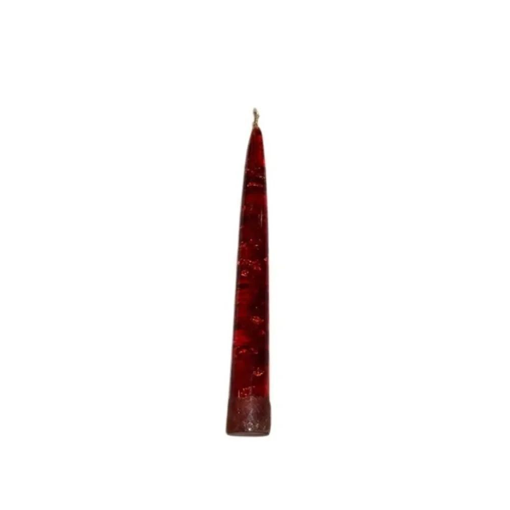Vintage 1960s Red Lucite Taper Candle 8" MCM Metallic Flake Decor